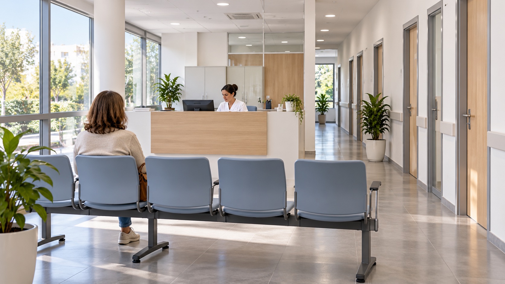 Recepción y sala de espera de un centro sanitario